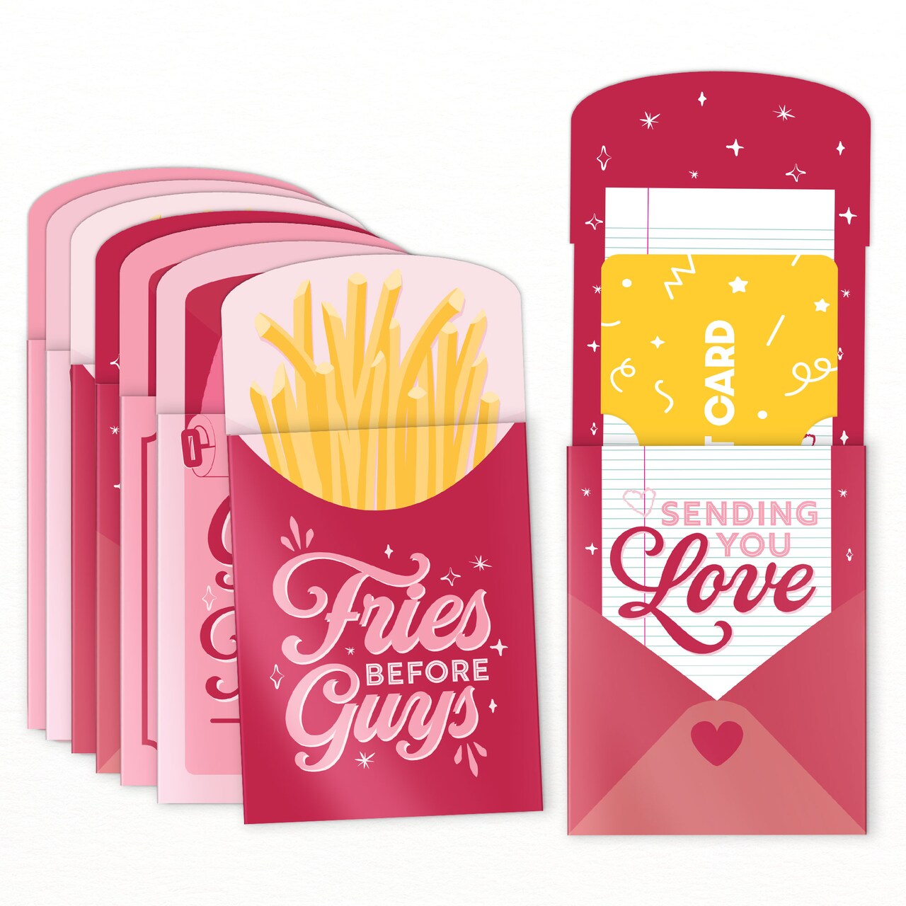 Big Dot of Happiness Assorted Perfect Pair Galentine's Day Gift Card Holders with Envelopes Valentine's Money Gift Card Sleeves Nifty Gifty Pack, 8 ct